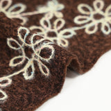 Lainage bouclette fantaisie florale multicolore fond marron