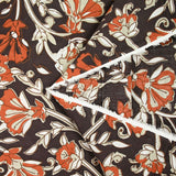 Indian cotton country print brick and taupe brown background