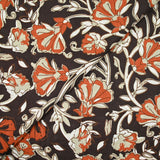 Indian cotton country print brick and taupe brown background