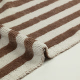 Tissu éponge bambou rayure taupe et blanc cassé vendu au mètre