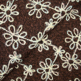 Lainage bouclette fantaisie florale multicolore fond marron