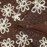 Lainage bouclette fantaisie florale multicolore fond marron