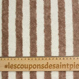 Tissu éponge bambou rayure taupe et blanc cassé vendu au mètre