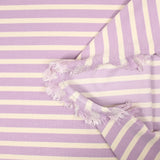 Maille Milano rayure écrue fond mauve