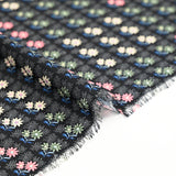 Crêpe georgette imprimé carré de fleurs fond noir