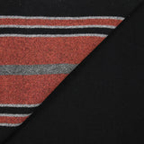 100% felted wool rust and gray stripe black background
