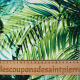 Satin de polyester jardin tropical bleu et vert