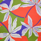 Satin de coton élasthanne palmier orange et vert