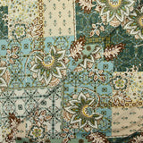 Jersey de polyester floqué et imprimé patchwork vert