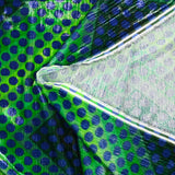 Velours de polyester Lurex imprimé petit pois bleu fond vert