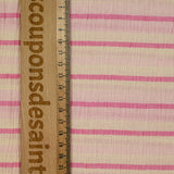Simple gaze de coton tissée-teinte écrue rayure rose