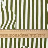Crêpe viscose imprimé bicolore rayé blanc fond kaki