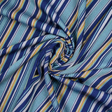 Blue striped woven-dyed viscose twill
