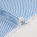Viscose imprimée rayure bleue fond blanc
