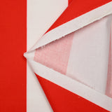 Satin de coton imprimé rayure rouge fond blanc