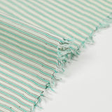 Voile de coton tissé-teint rayure menthe et blanc cassé