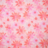 100% cotton veil Plumetis coral daisy print pink background