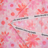 100% cotton veil Plumetis coral daisy print pink background