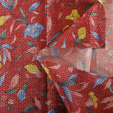 Jacquard polyester lamé champêtre fond rouge