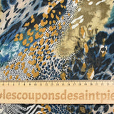 Mousseline imprimée esprit savane fond bleu
