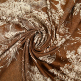 Viscose imprimée nature sauvage écru et effet sergé marron fond noisette