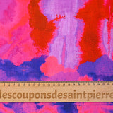 Viscose tissée imprimée brume bleu et rose
