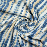 Polycotton sail printed blue bone and beige white background