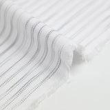 Popeline polycoton jacquard stries gris fond blanc