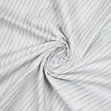 Popeline polycoton jacquard stries gris fond blanc