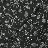 Twill de polyester brodé Solène fond noir