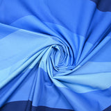 Popeline de coton imprimée vagues camaïeu de bleu