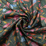 Jacquard polyester lamé champêtre fond vert bouteille