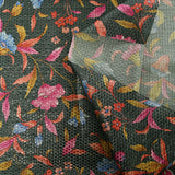 Jacquard polyester lamé champêtre fond vert bouteille