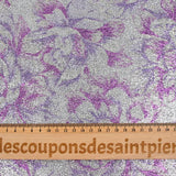 Jersey lamé argent imprimé hortensia violet