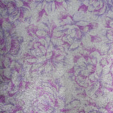 Jersey lamé argent imprimé hortensia violet