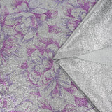 Jersey lamé argent imprimé hortensia violet