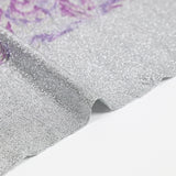 Jersey lamé argent imprimé hortensia violet