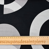 Viscose imprimée cercle gris fond noir