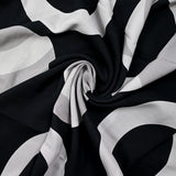 Viscose imprimée cercle gris fond noir