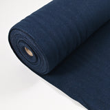 Bord-côte lurex argent tubulaire bleu foncé vendu au mètre