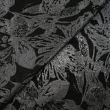Brocart lamé argent grandes fleurs fond noir