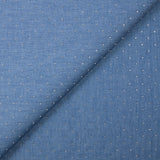 Chambray de coton orné de strass fond bleu denim