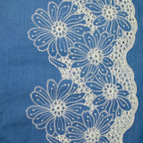 Chambray de viscose brodé bleu