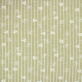 Chambray polyester rayé imprimé butterfly fond beige