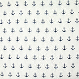 Coton imprimé ancre marine bleu foncé fond blanc