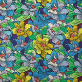 Coton imprimé constellation florale bleu