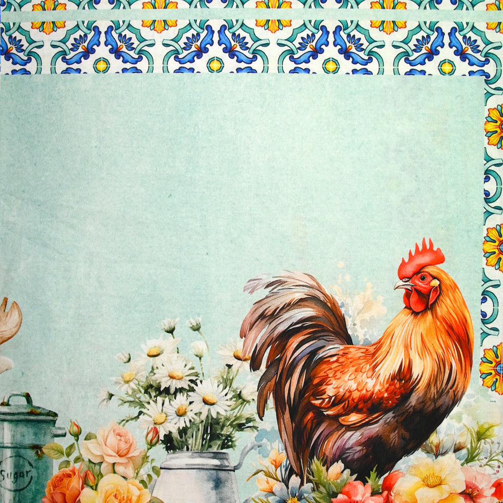 Lisbon Coq Print Cotton Blue Background – Les Coupons de Saint-Pierre