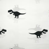 Coton imprimé dinosaure noir fond blanc