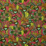 Coton imprimé framboise marron et anis