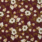 Coton imprimé fleurs d'Anna fond lie de vin